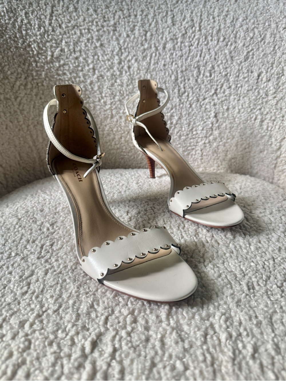 Coach Monica Soft Shine Calf CreamLeather Heels